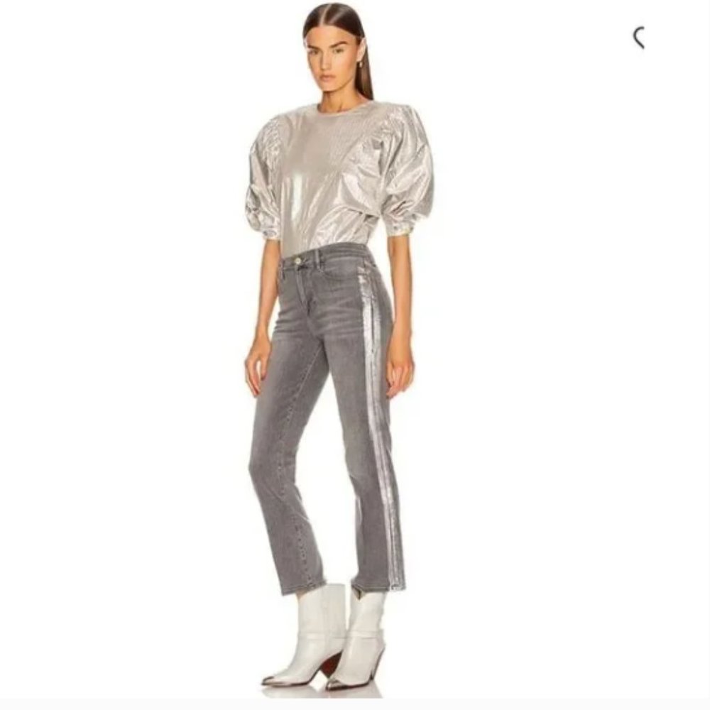 Frame Denim Silver Straight Leg Jeans